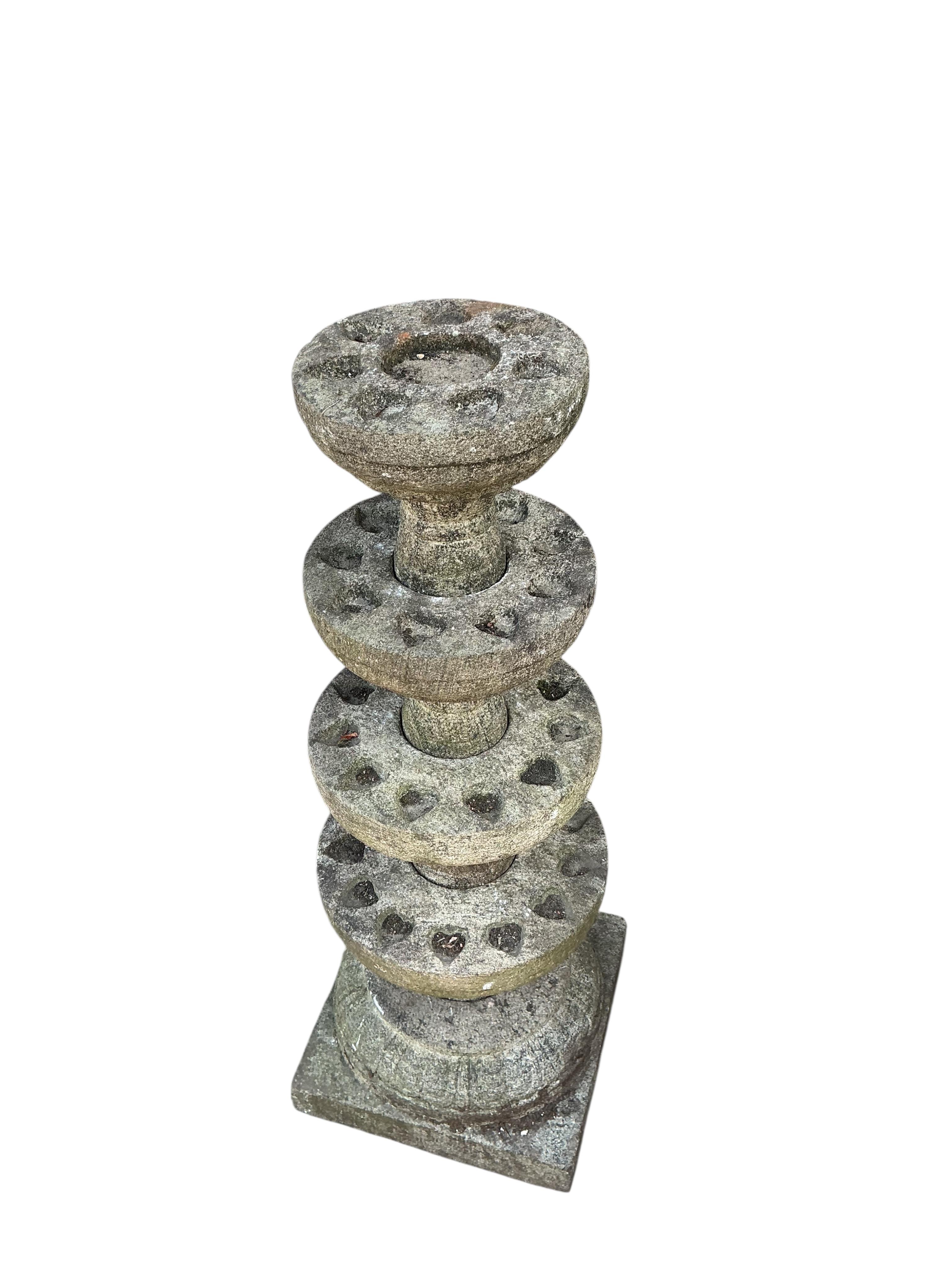 An Indian stone Mandir temple candle, height 113cm